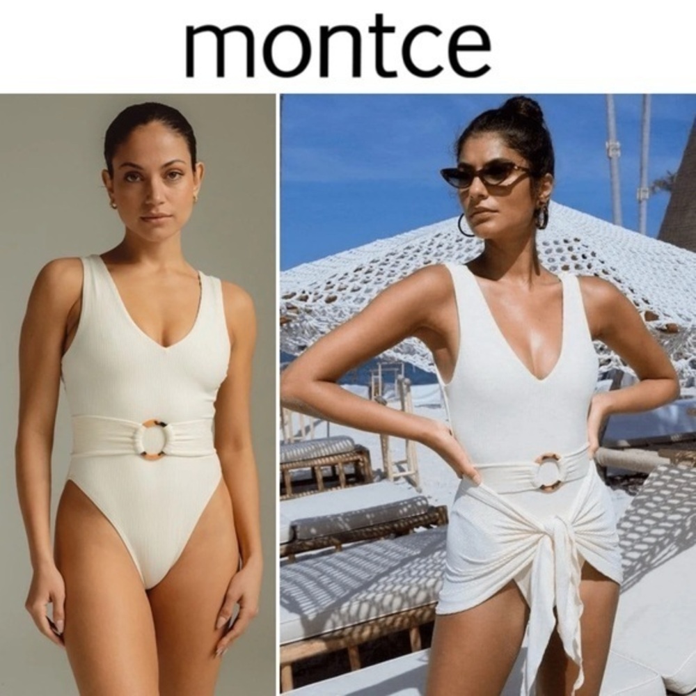 MONTCE Rib Kim One-Piece sz M in Cream Ivory NWT 218$